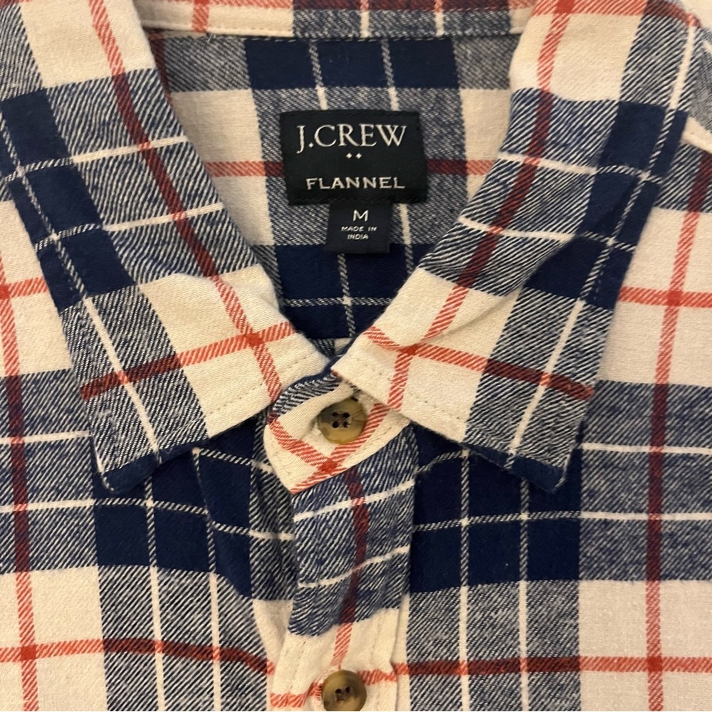 J.Crew Men's Blue Plaid Flannel Shirt - Picture 4 of 5